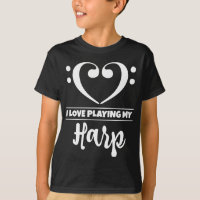 Bass Clef Heart Love Playing Harp