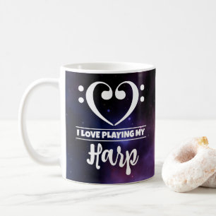 Bass Clef Heart Purple Nebula Love Harp Coffee Mug