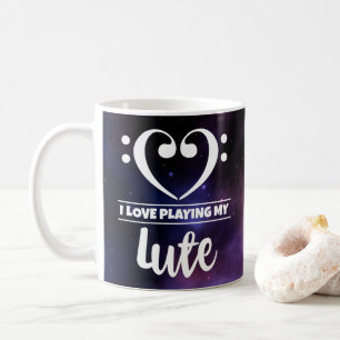 Bass Clef Heart Purple Nebula Love Lute Coffee Mug
