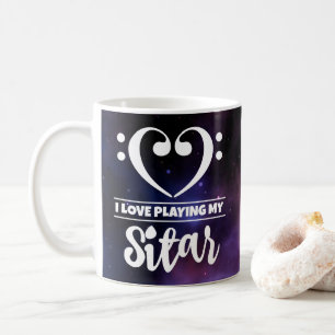 Bass Clef Heart Purple Nebula Love Sitar Coffee Mug