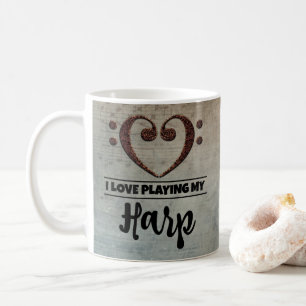 Bass Clef Heart Vintage Sheet Music Harp Coffee Mug