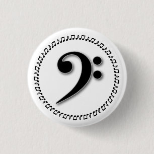 Bass Clef Music Note Design 1 Inch Round Button