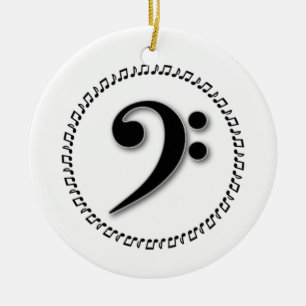 Bass Clef Music Note Design Ceramic Ornament