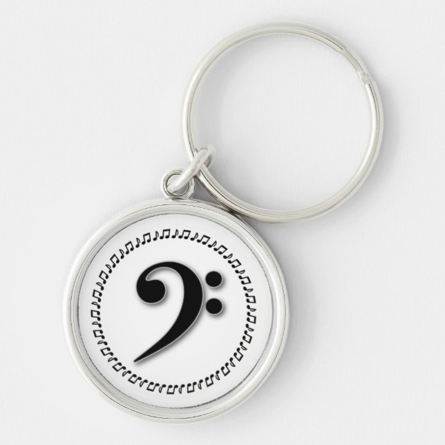 Bass Clef Music Note Design Keychain (Front)