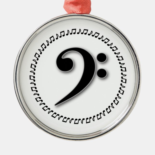 Bass Clef Music Note Design Metal Ornament (Front)