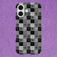 Bass Clef Music Pattern Grey and Black