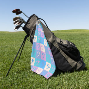 Bass Clef Music Pattern Pastel Golf Towel