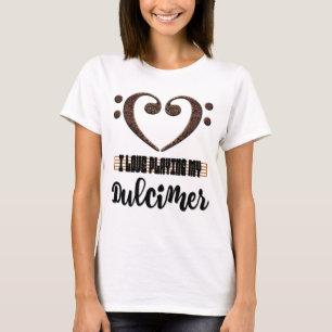 Bass Clef Musical Heart I Love Playing My Dulcimer T-Shirt