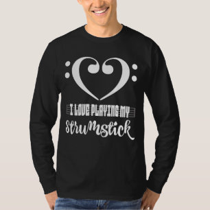 Bass Clef Musical Heart Love Playing My Strumstick T-Shirt