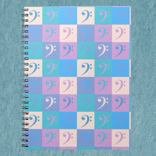 Bass Clef Pattern Pastel Notebook