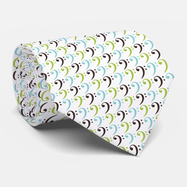 Bass Clef Pattern Tie (Rolled)
