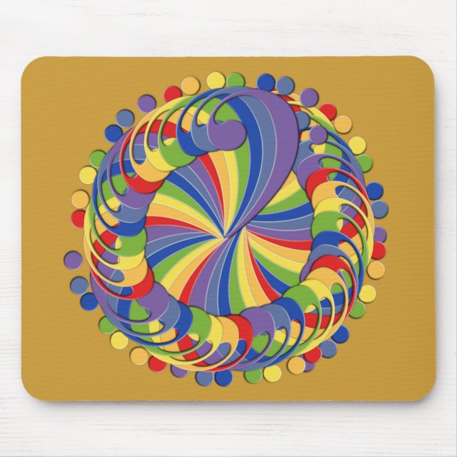 Bass Clef Pinwheel Rainbow Mouse Pad (Front)