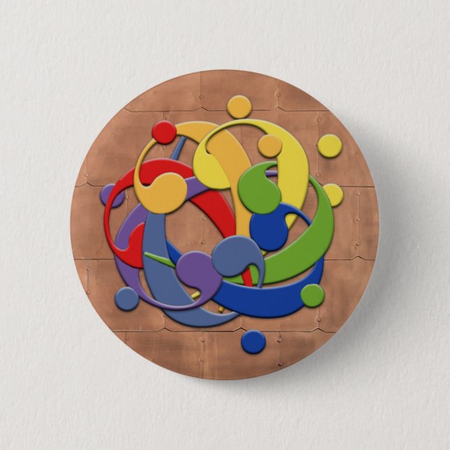 Bass Clef Rainbow Ball Puzzle 2 Inch Round Button (Front)