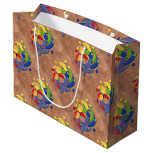 Bass Clef Rainbow Puzzle Ball on Copper Shingles Large Gift Bag
