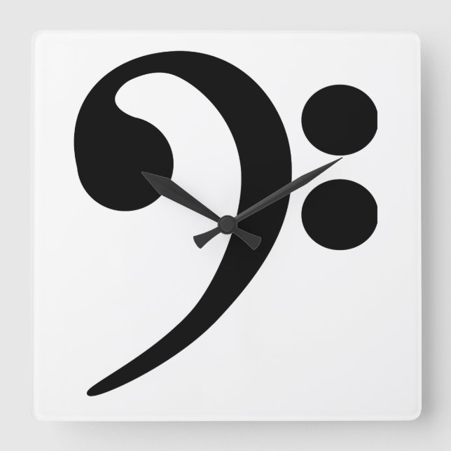 Bass Clef Square Wall Clock (Front)