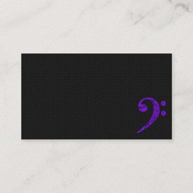 Bass Clef Symbol. Violet Musician Business Card (Front)