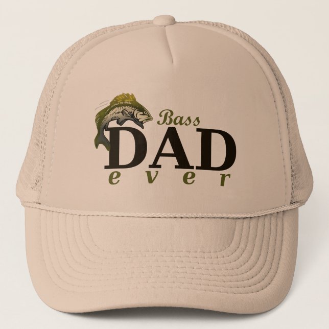 Bass Dad Ever Best Dad Pun Trucker Hat (Front)