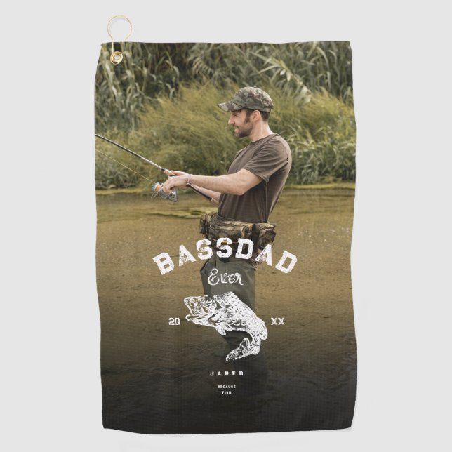 BASS DAD EVER Funny Fishing Father's Day  Golf Towel (Front)