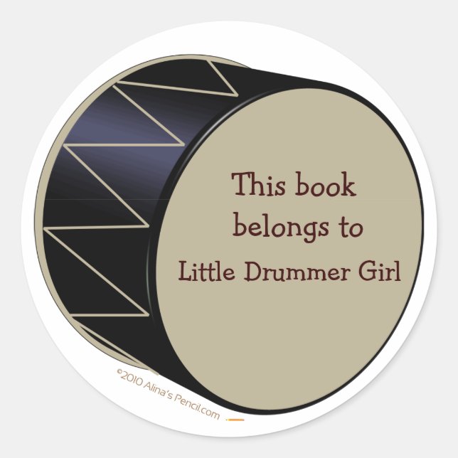 Bass Drum Bookplate Customizable Sticker Template (Front)