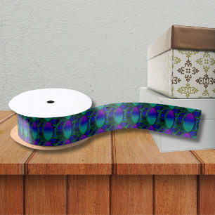 Bass Drum Shades of Blue Pattern Ribbon Satin Ribbon
