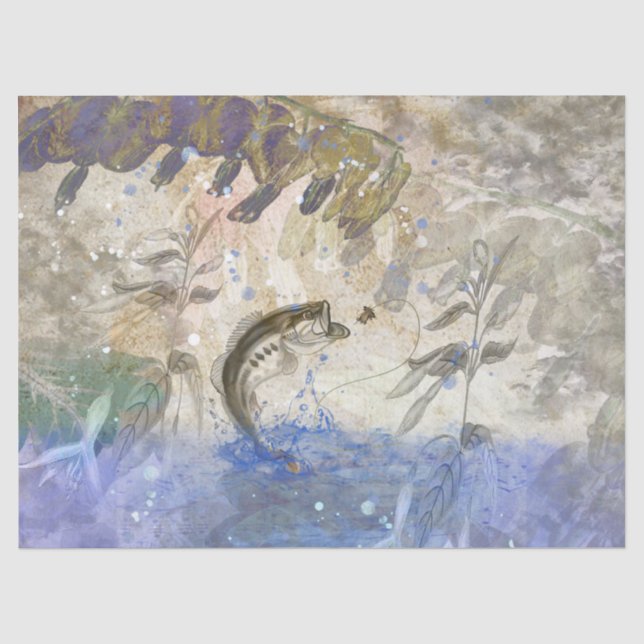 Bass Fish Fisherman Decoupage Tissue Paper (Front)