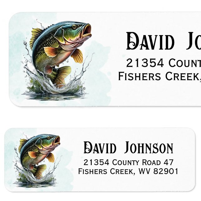 Bass Fish Fisherman Return Address (Bass Fish Fisherman Return Address Label)