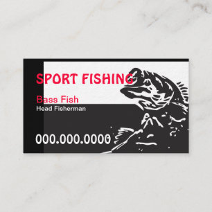 Bass Fish/Fishing (black/red/white) Business Card