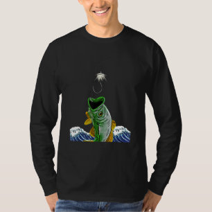 Bass Fish Fly Fishing Hook Waves Cool Fisherman An T-Shirt