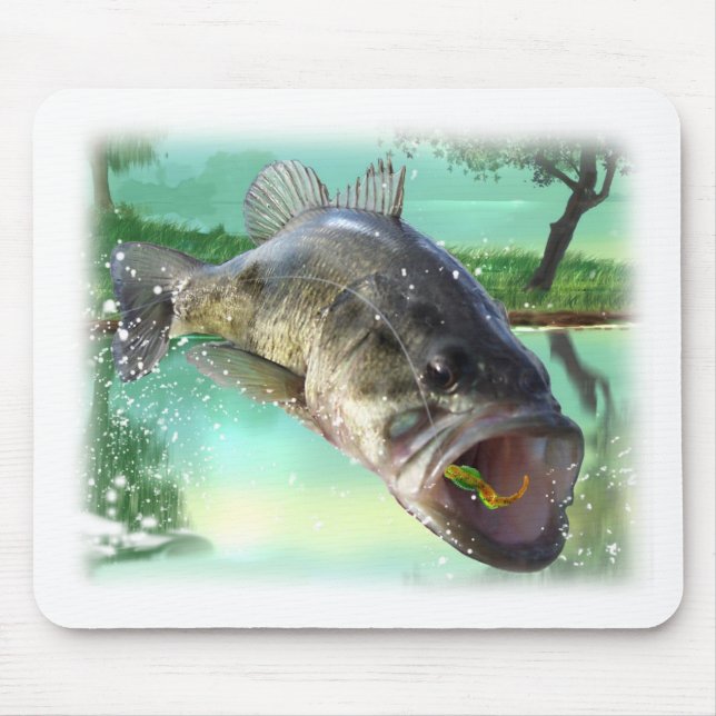 bass fish green mouse pad (Front)