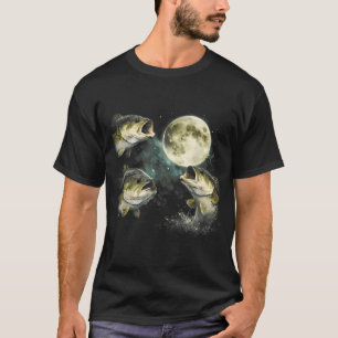 Bass Fish Howling to The Moon T-Shirt
