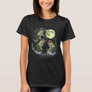 Bass fish howling to the moon vintage angler T-Shirt