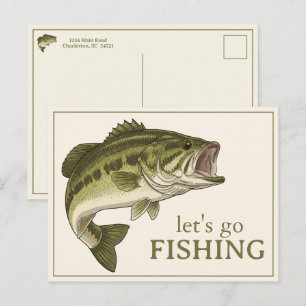 Bass Fish Let's Go Fishing Personalized Postcard
