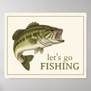 Bass Fish Let's Go Fishing Personalized Poster
