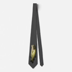 Bass Fish Men's Grey Elegant Neck Tie