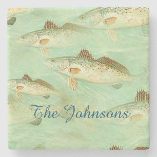 Bass Fish Pattern Stone Coaster