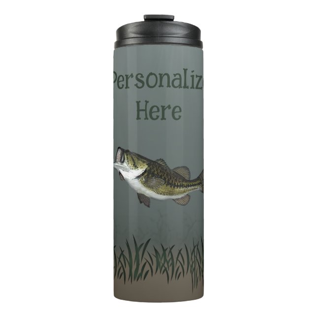 Bass Fish Scene Personalized Thermal Tumbler (Front)