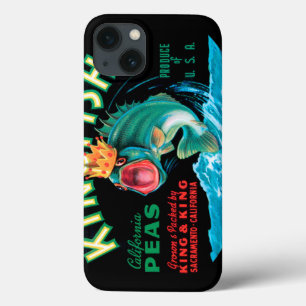 Bass Fish Wearing a Crown on a Black Background iPhone 13 Case