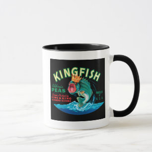 Bass Fish Wearing a Crown on a Black Background Mug