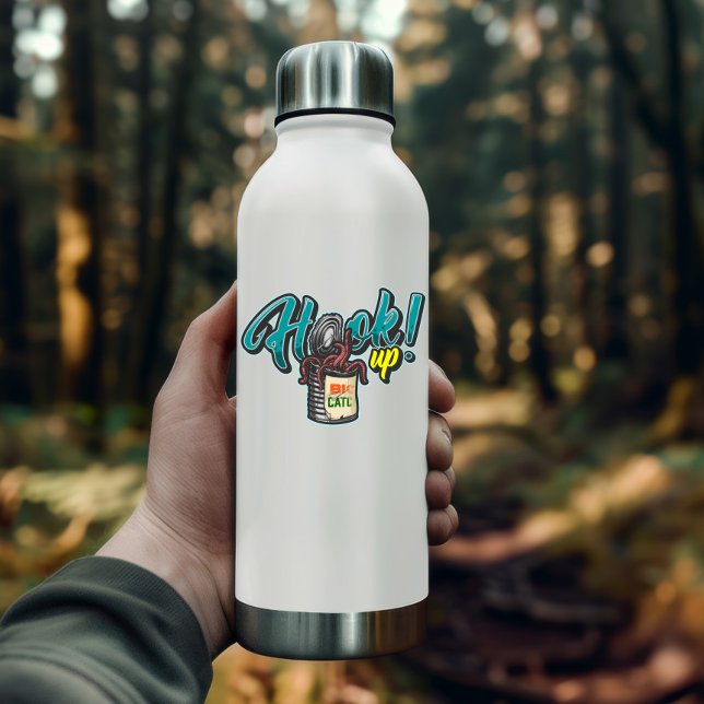 Bass Fish Worm Bait Hook Up | Die-Cut Sticker (Hook Up Bait Fishing Vinyl Sticker by PiggyPrint Stickers.)