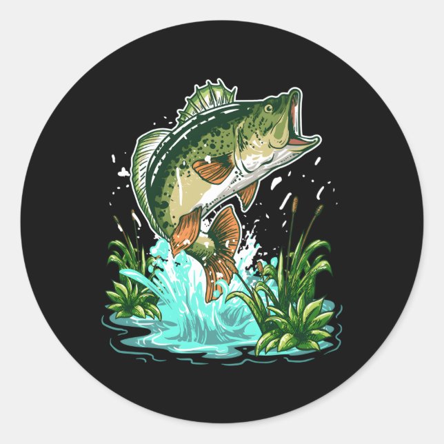 Bass Fisher Large Mouth Bass Fishing Classic Round Sticker (Front)