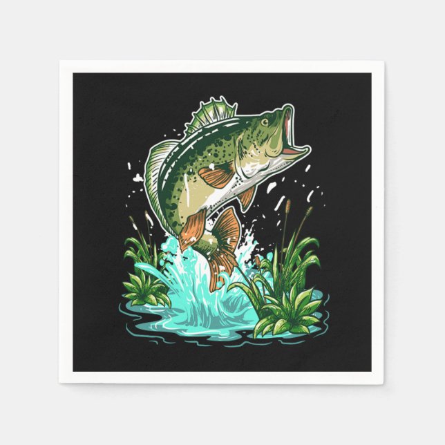 Bass Fisherman Large Mouth Bass Fishing Napkin (Front)