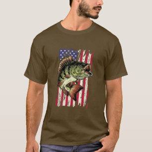 Bass Fishing American Flag 4th of July for Fisherm T-Shirt