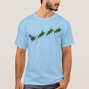 Bass Fishing Christmas Sleigh - funny T-Shirt