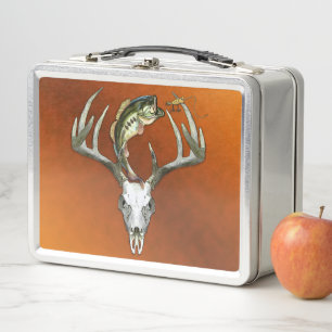 Bass Fishing Deer Hunting Metal Lunch Box