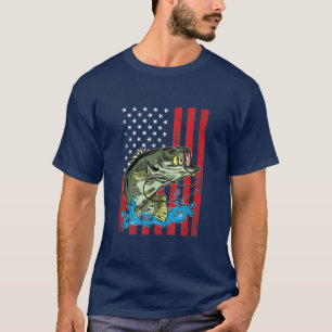 Bass Fishing Distressed American Flag Patriotic Fi T-Shirt