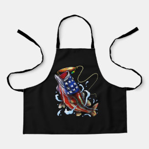 Bass Fishing Fish American Flag Patriotic Fishing Apron