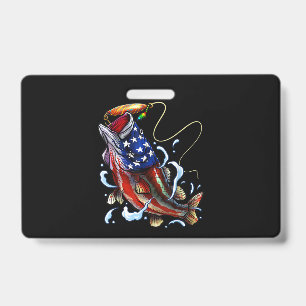 Bass Fishing Fish American Flag Patriotic Fishing Badge
