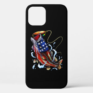 Bass Fishing Fish American Flag Patriotic Fishing iPhone 12 Pro Case