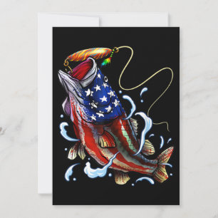 Bass Fishing Fish American Flag Patriotic Fishing Invitation