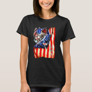 Bass Fishing Fish American Flag Patriotic Fourth O T-Shirt